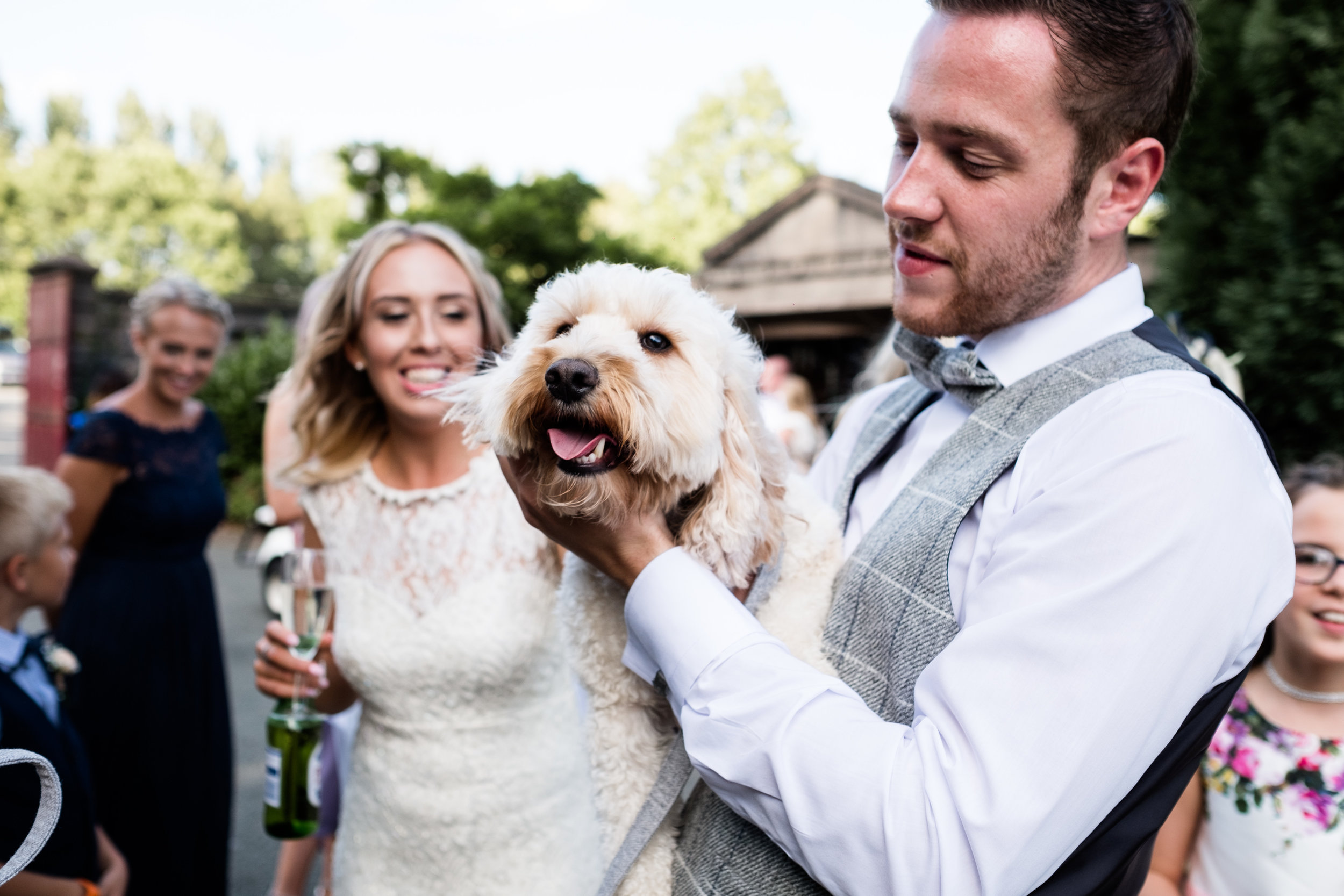 Summer Documentary Wedding Photography at Consall Hall Gardens Outdoor Ceremony Cockapoo dog - Jenny Harper-55.jpg
