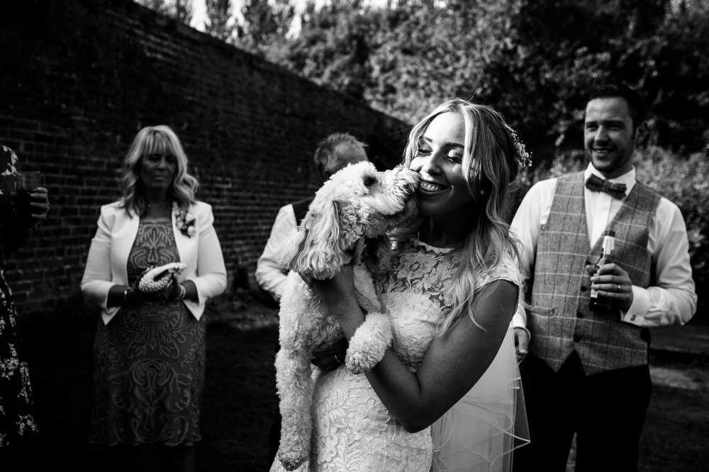Summer Documentary Wedding Photography at Consall Hall Gardens Outdoor Ceremony Cockapoo dog - Jenny Harper-58.jpg
