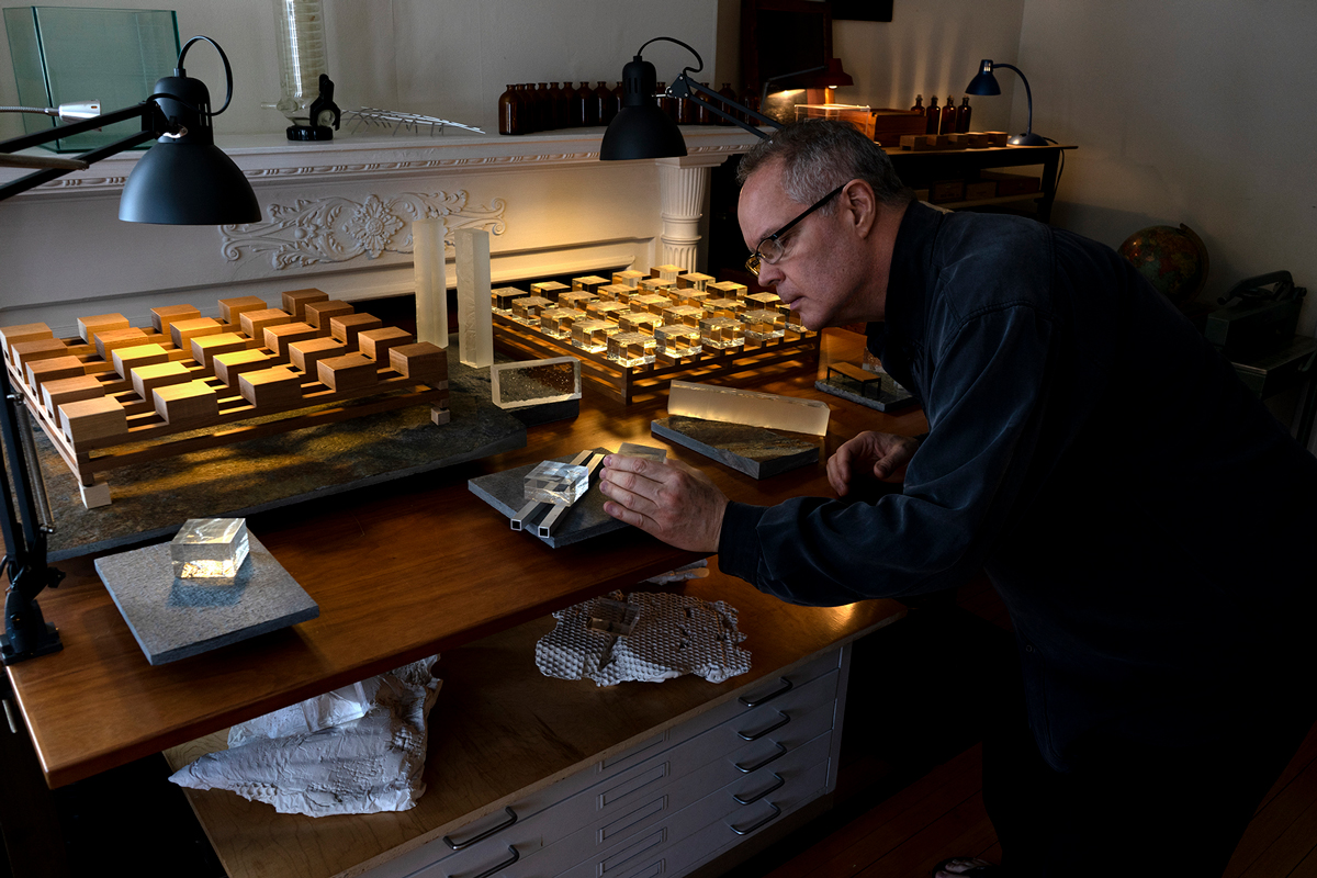 In his design studio