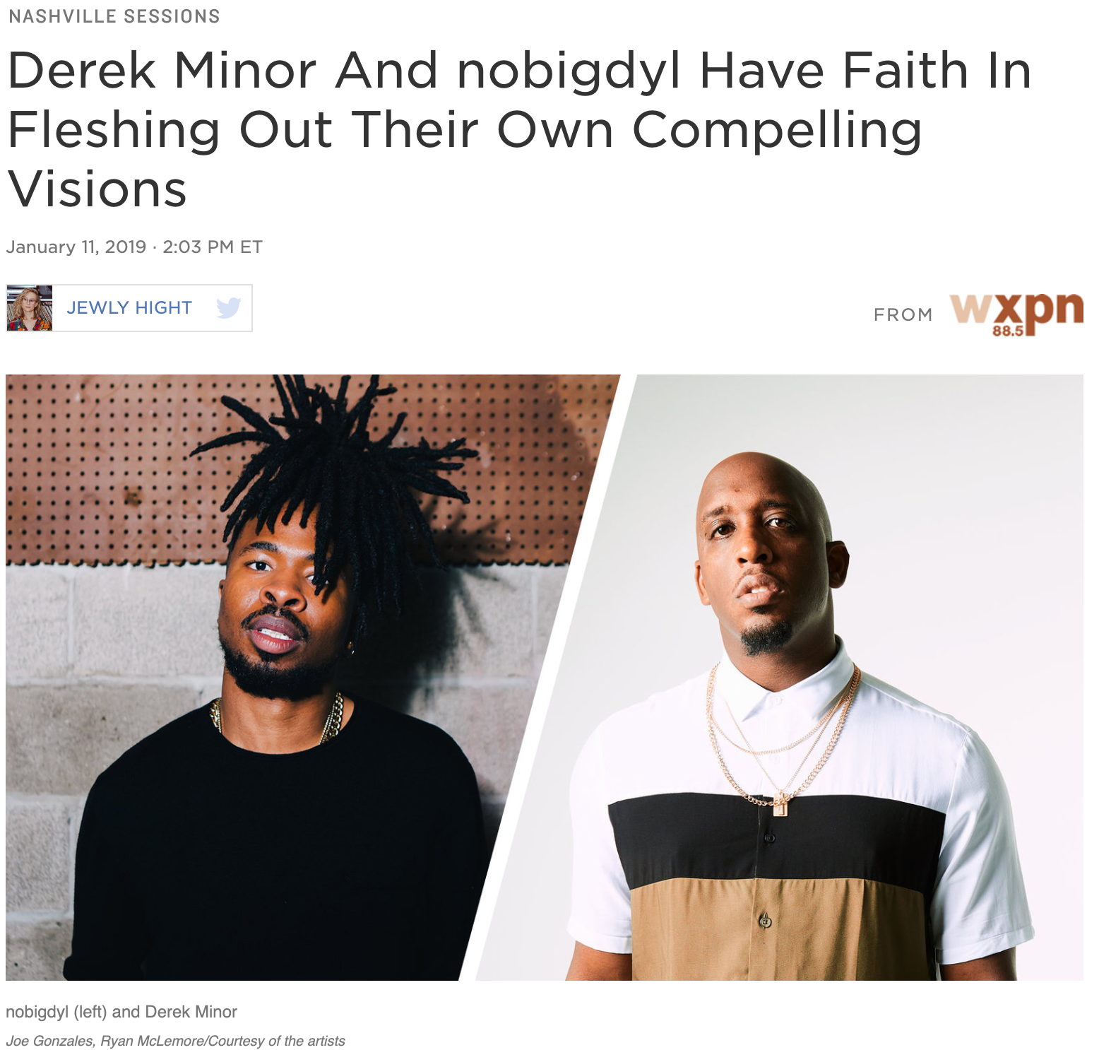 nobigdyl. &amp; Derek Minor Speak With NPR Music: World Cafe