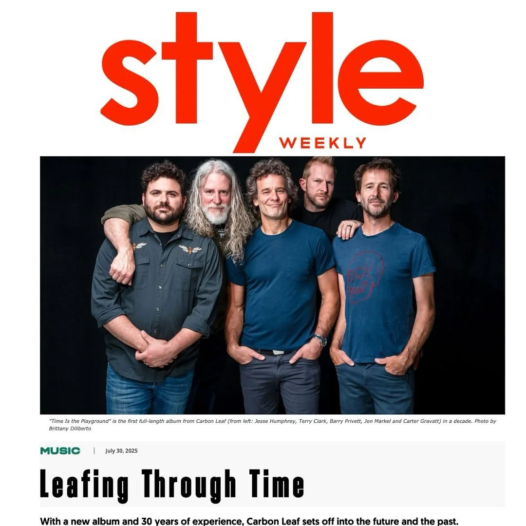 Enormous THANK YOU to @youhearthat &amp; @styleweekly for featuring @carbonleaf ahead of Saturday&rsquo;s @musicatmaymont performance in #Richmond

This interview covers themes behind #TimeistgePlayground, the writing &amp; recording process, how the
