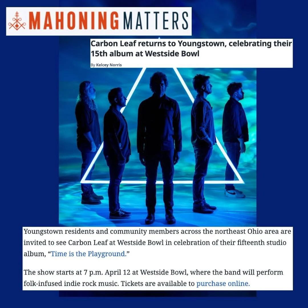 @carbonleaf tonight out @westsidebowl 🤘

Thanks for the shoutout @mahoningmatters!

#youngstown #livemusic #indierock