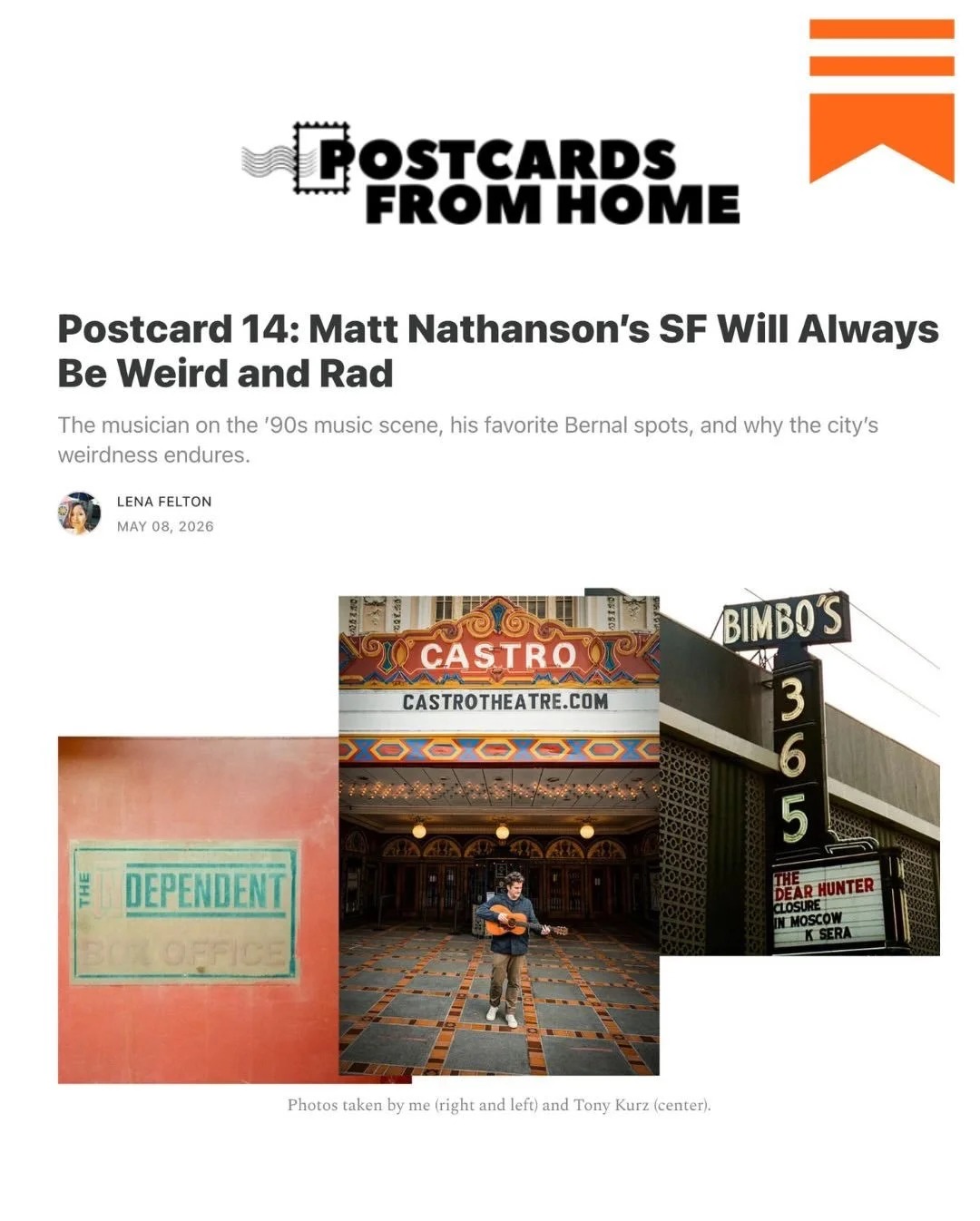 I&rsquo;m having a great time exploring @substack, spending time reading weekly updates or in-depth exploration from my favorite music journalists. That exploration led me to @lenakfelton&rsquo;s Postcards From Home. 

There may not be two people in 