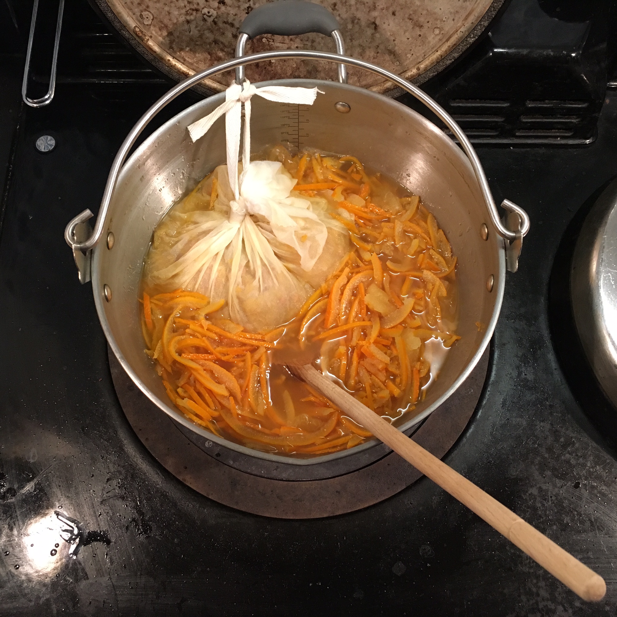 Lexi's classic Seville Orange marmalade in process. She'll be cooking up a veritable storm of marmalade all week and trialling some new and exciting flavours as well. 