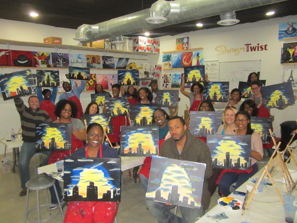 Painting our favorite city at Painting with a Twist