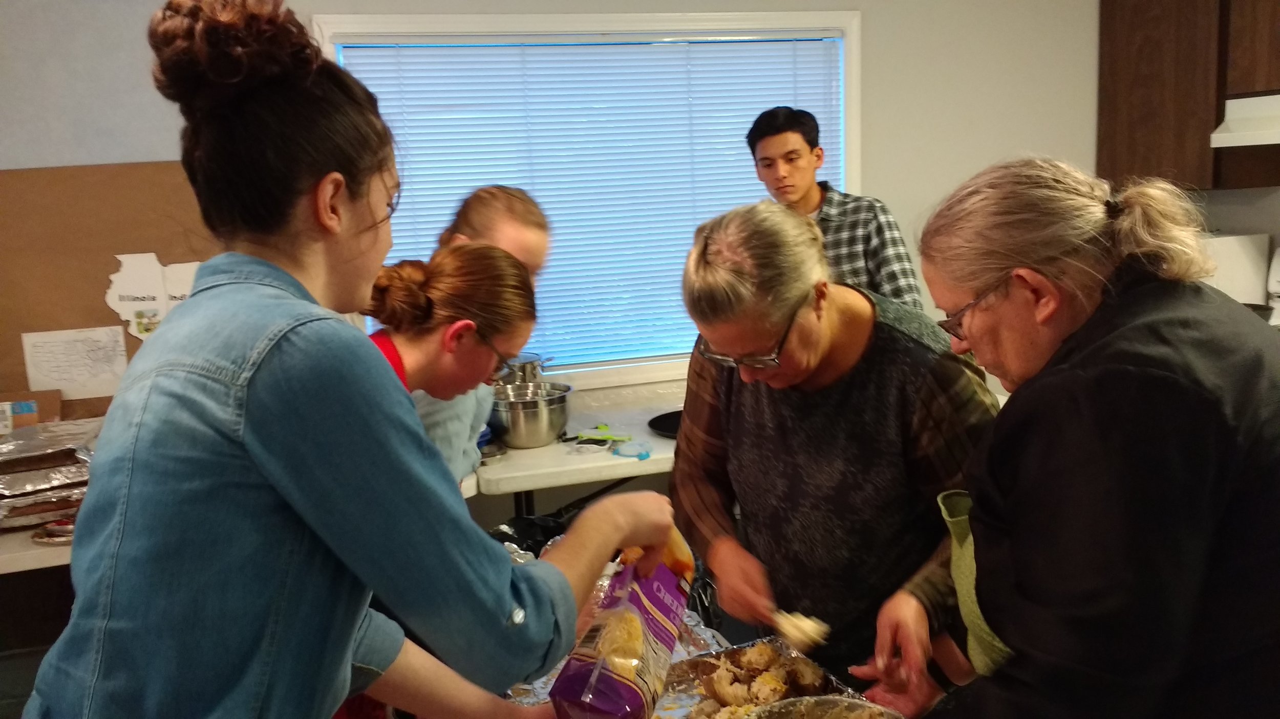 The crew working hard in the kitchen