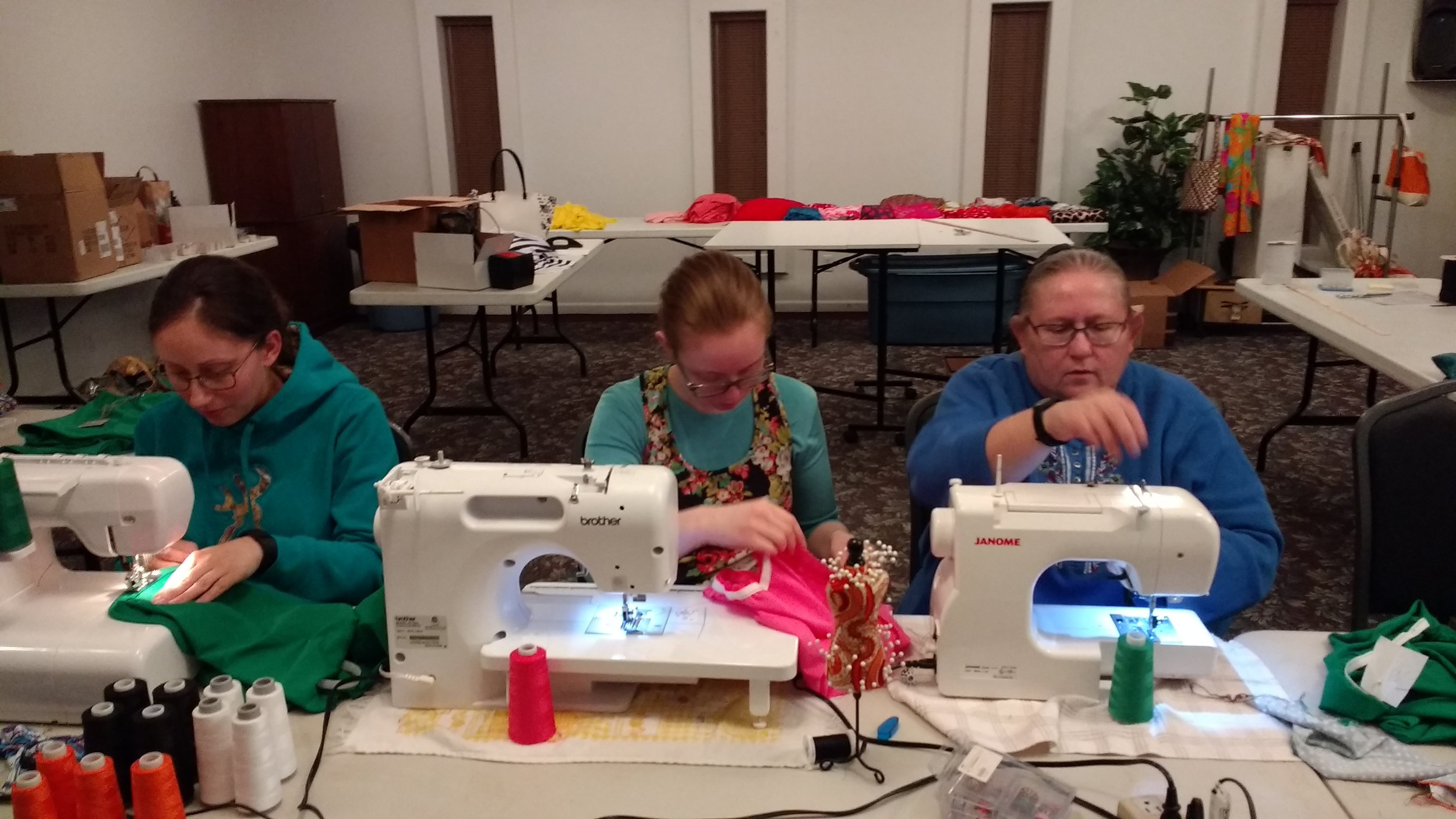 Sis. Jen Womack; Sis. Sarah Davis and Sis. Debbie Ann Engle - our seamstresses.