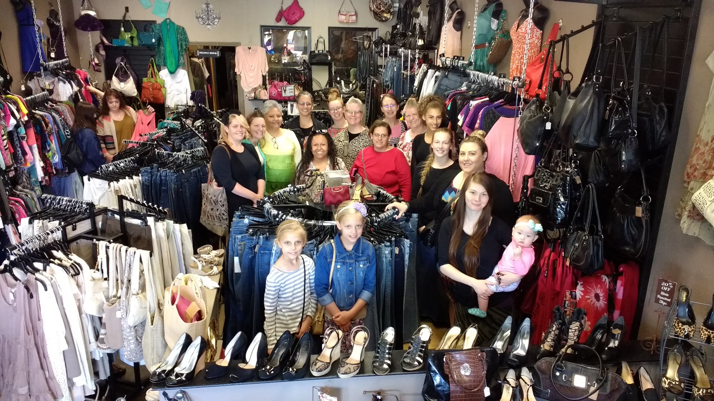 The owner of The Kat Walk, was so kind as to take a group picture of all the ladies who went shopping that day. Thank you.