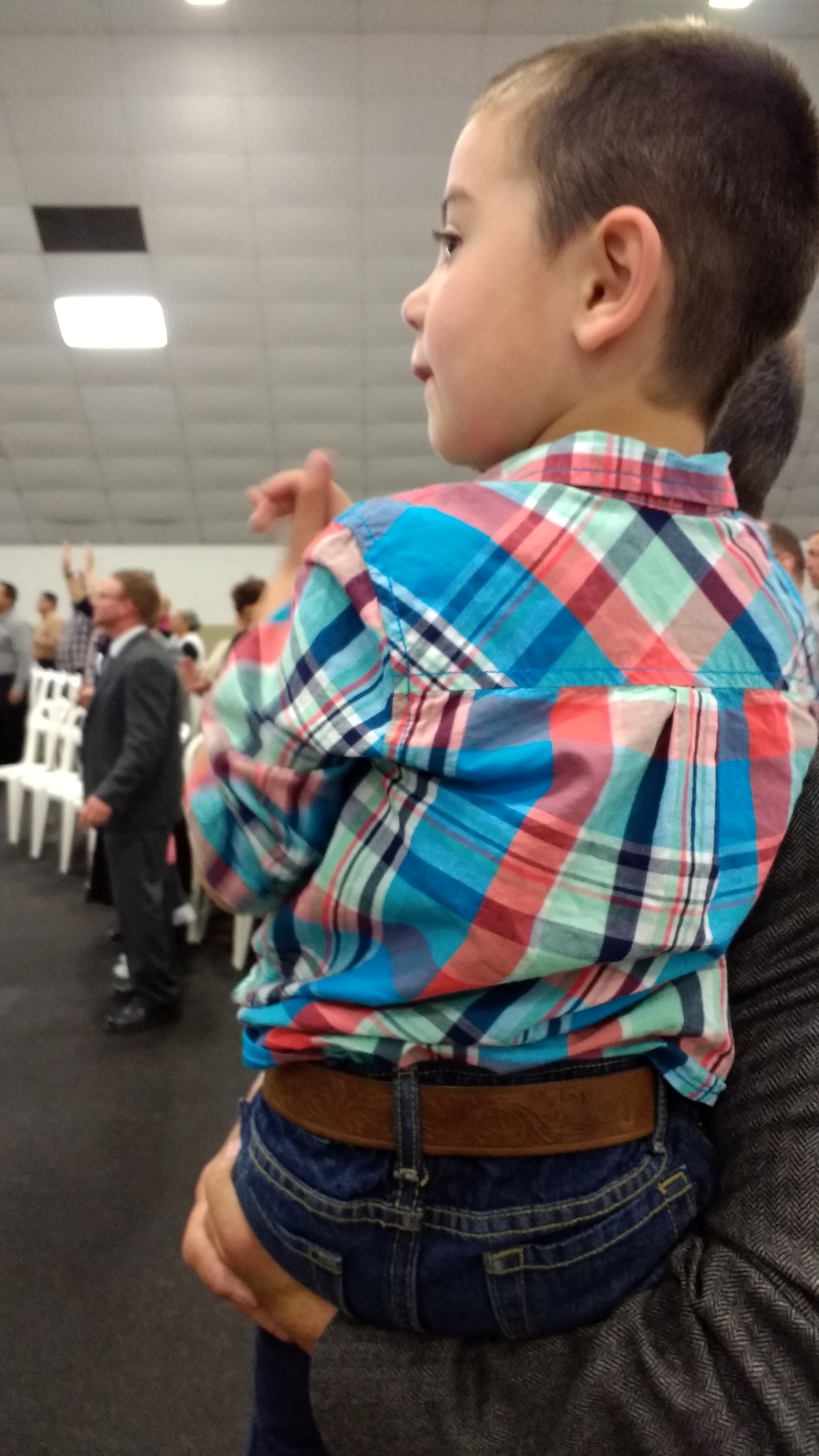 Jared Womack enjoying church service
