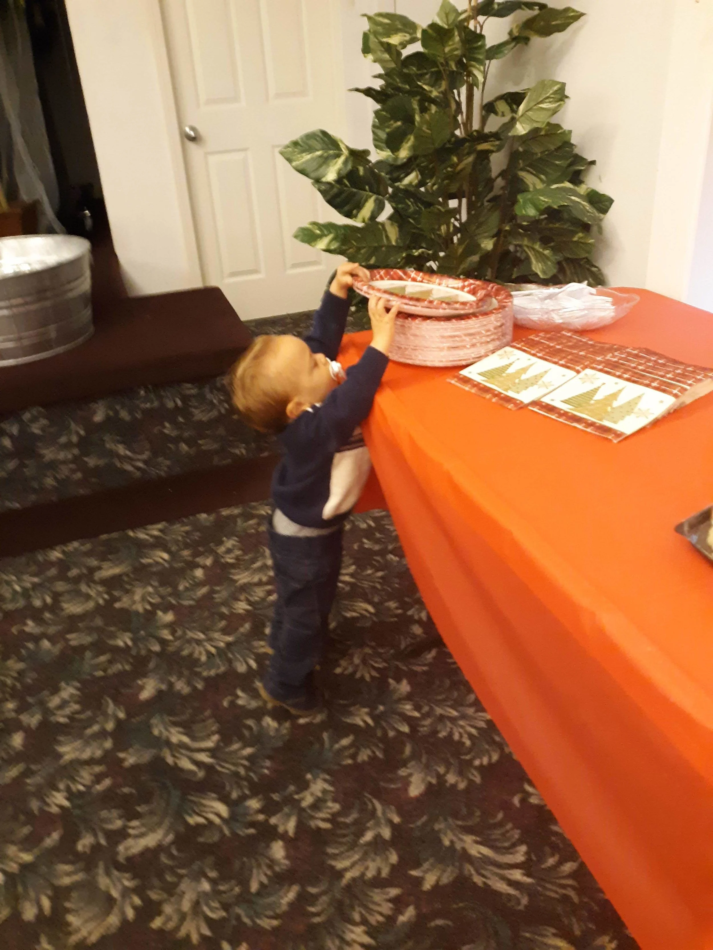 Wayne helping himself to a plate