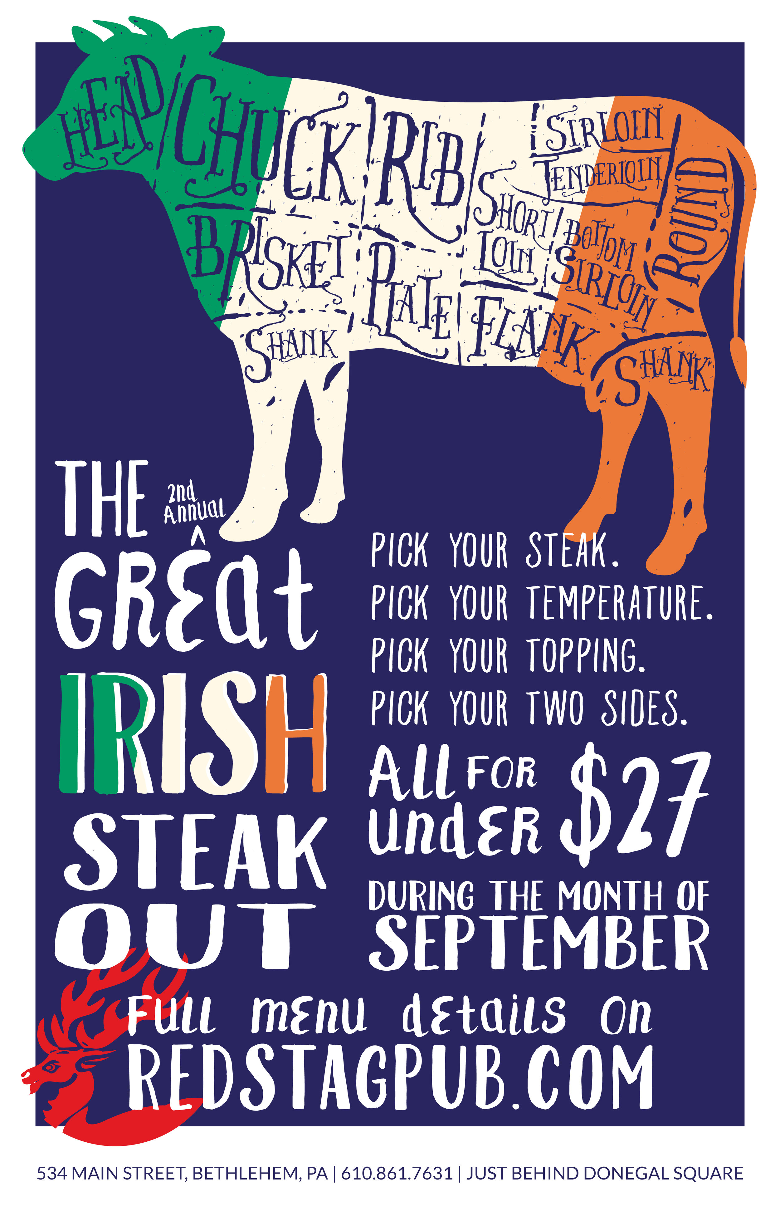 The Great Irish Steak Out • Circle Red Stag Mark