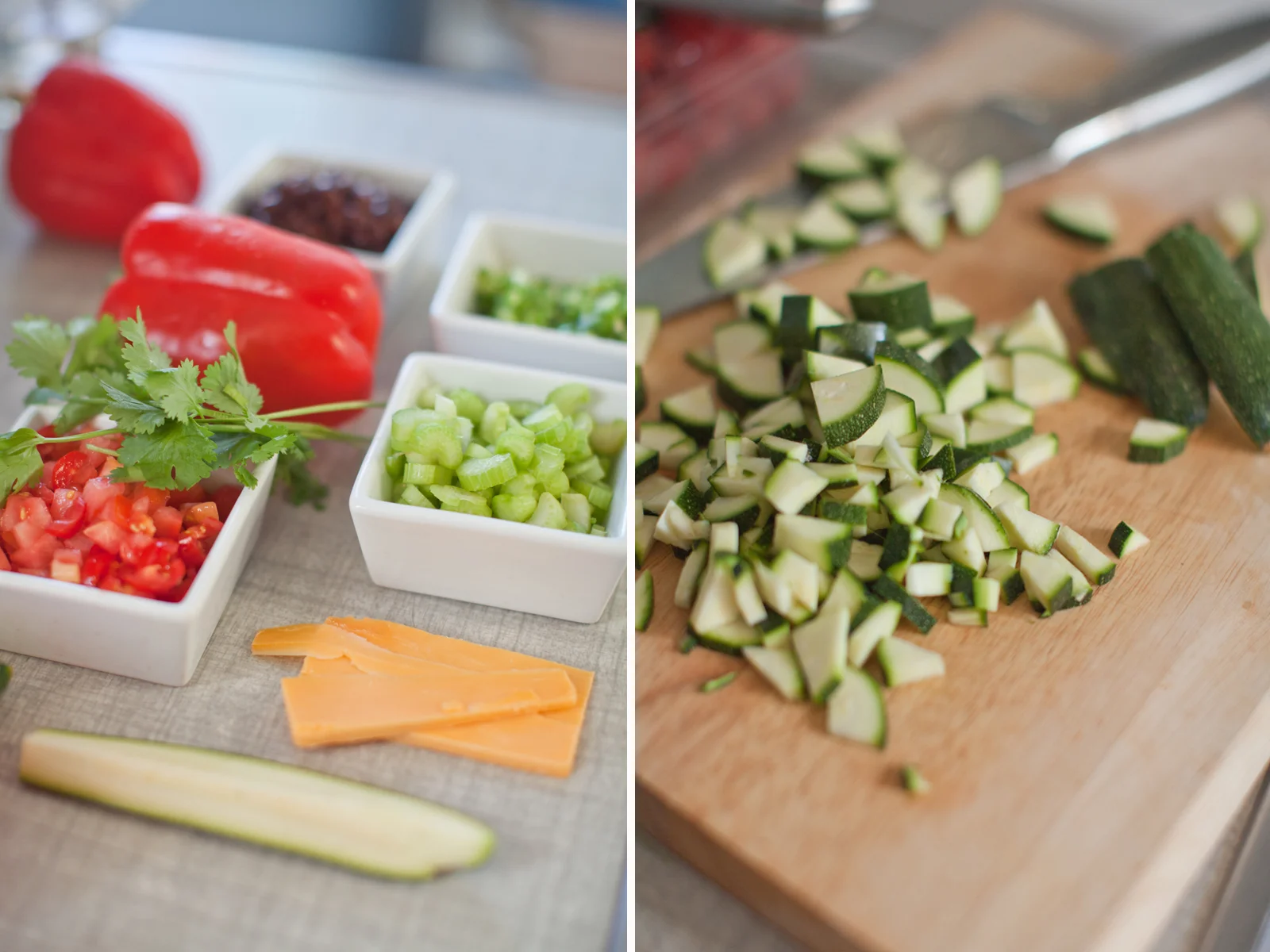 Cut all veggies prior to cooking. All the ingredients cook quickly so if your not prepped you could overcook your dish.