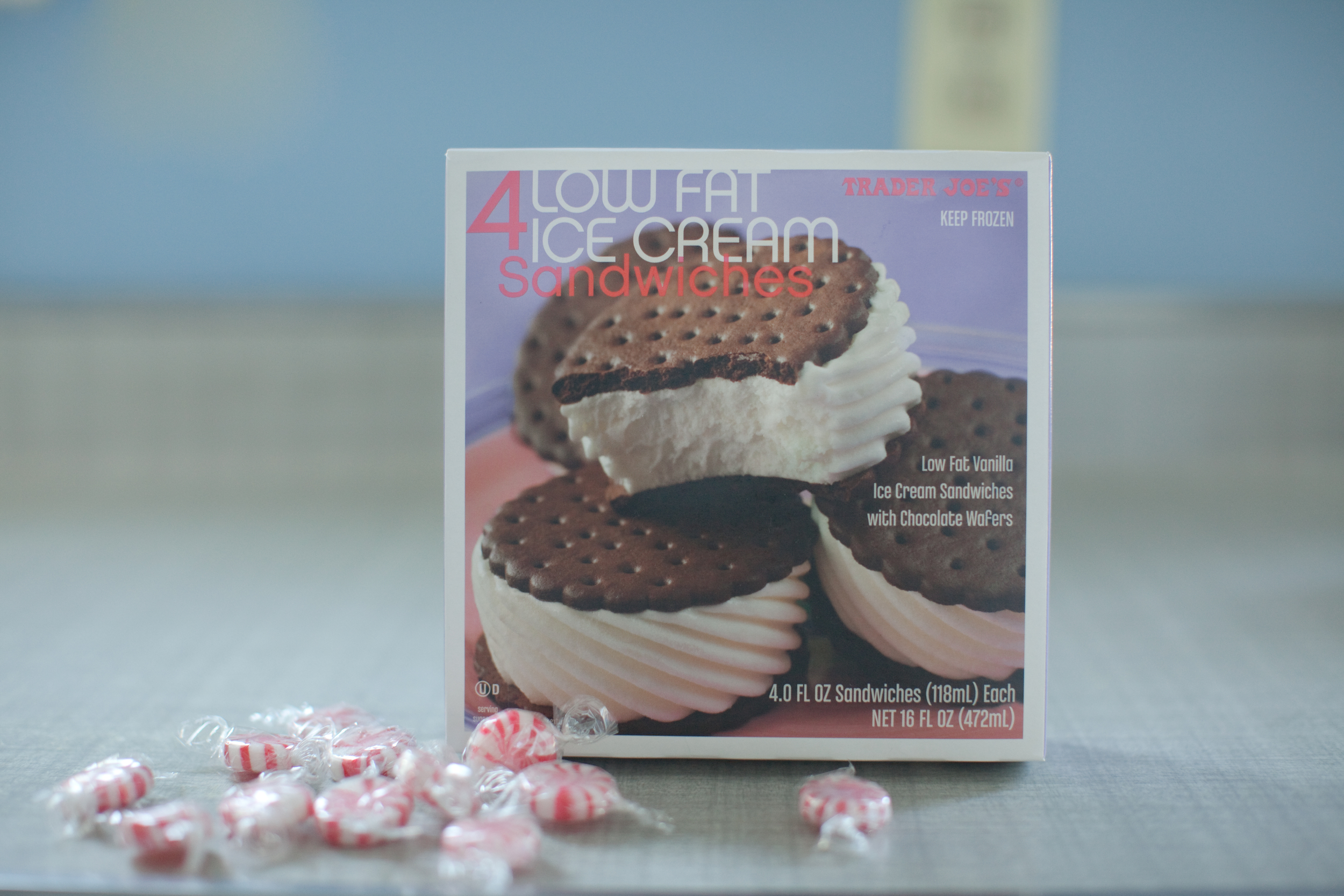 I purchased the ice cream sandwiches from Trader Joes and the peppermint candies from Winco 