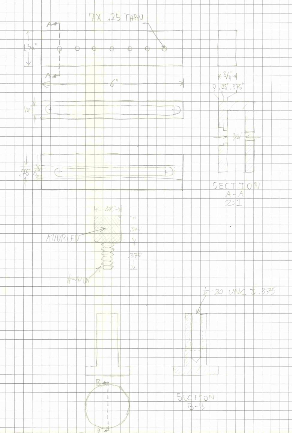  More detailed sketches of the parts. I ended up changing most of the dimensions. 