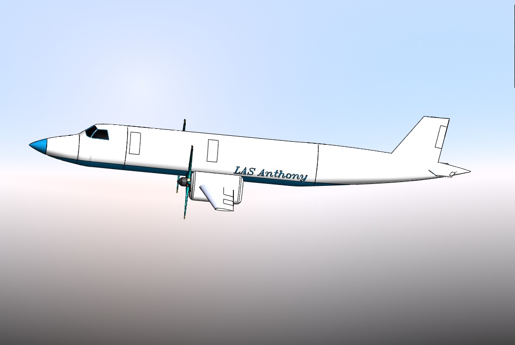  This is the first 3-D model of the earlier turboprop concept of the LAS Anthony. 