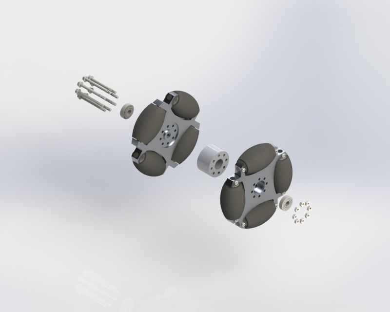  Rendering of the detailed assembly. Bearings and fasteners have been specced. 