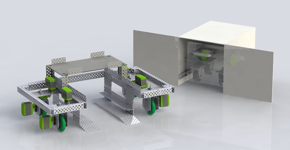  Rendering of the prototype robot, cubicle, and breaker. 