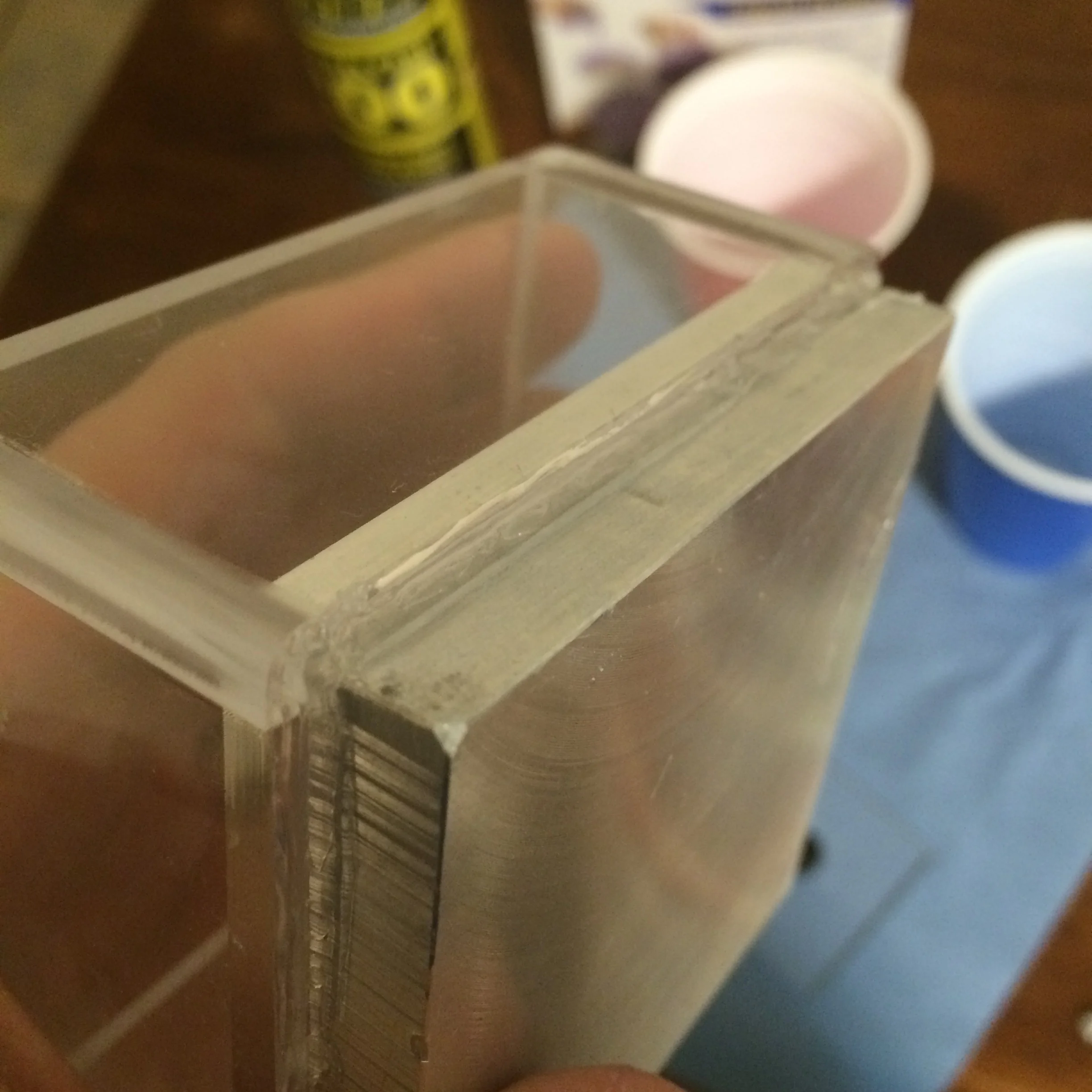 I used hot glue to seal the mold cavity