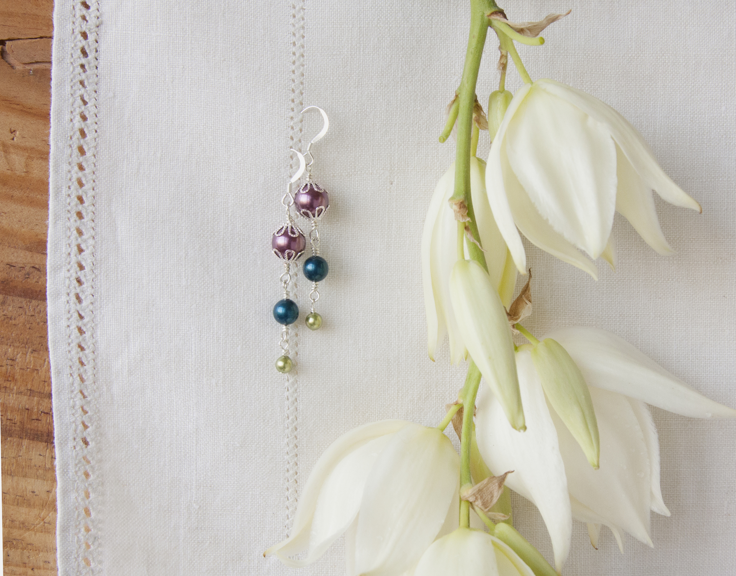 BAC for Jennifer 1 purple dark teal green pearl earrings 1a.jpg