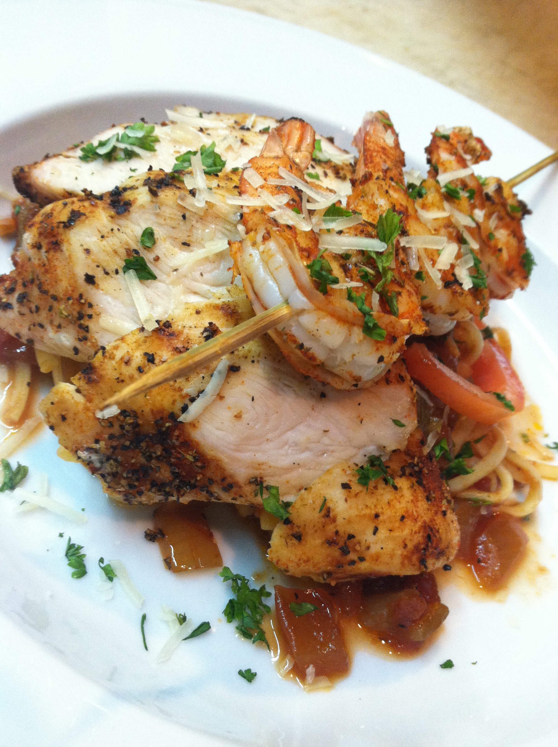 Bbq Shrimp, Blackened Chicken
