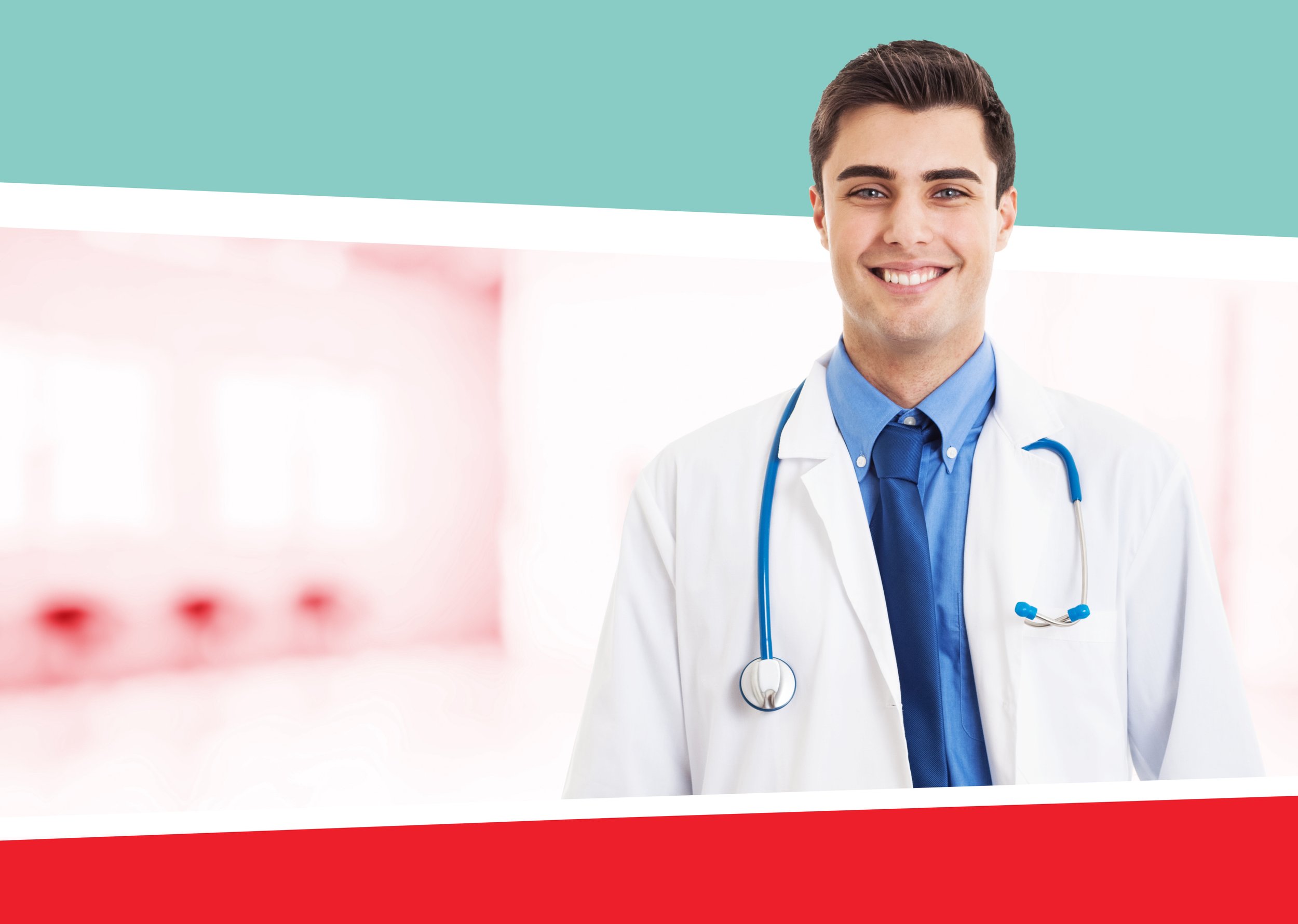 A smiling physician's assistant wearing a white coat and stethoscope