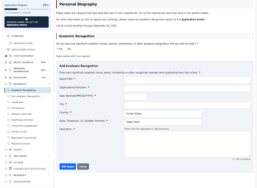 TMDSAS Application Guide Personal Bio