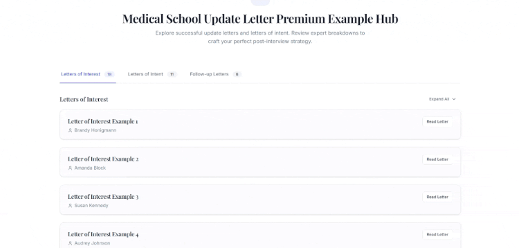 Medical School Update Letter Premium Example Hub scrolling gif