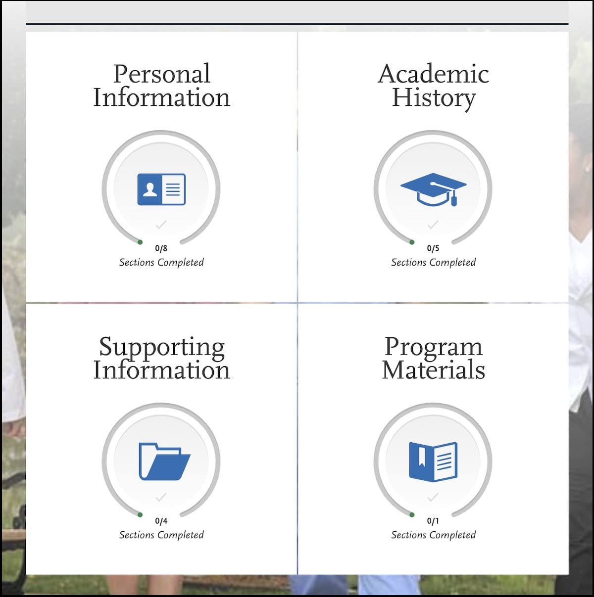 Four sections of the AACOMAS application screenshot
