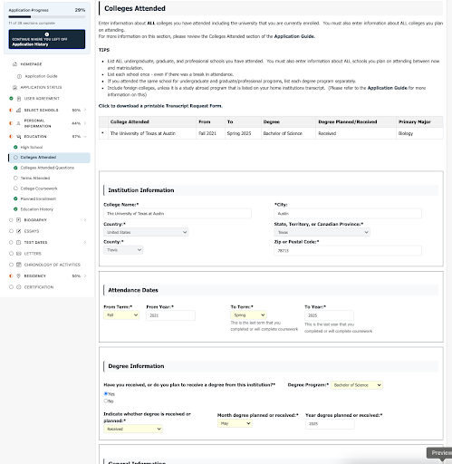 TMDSAS Application Guide College Attendance