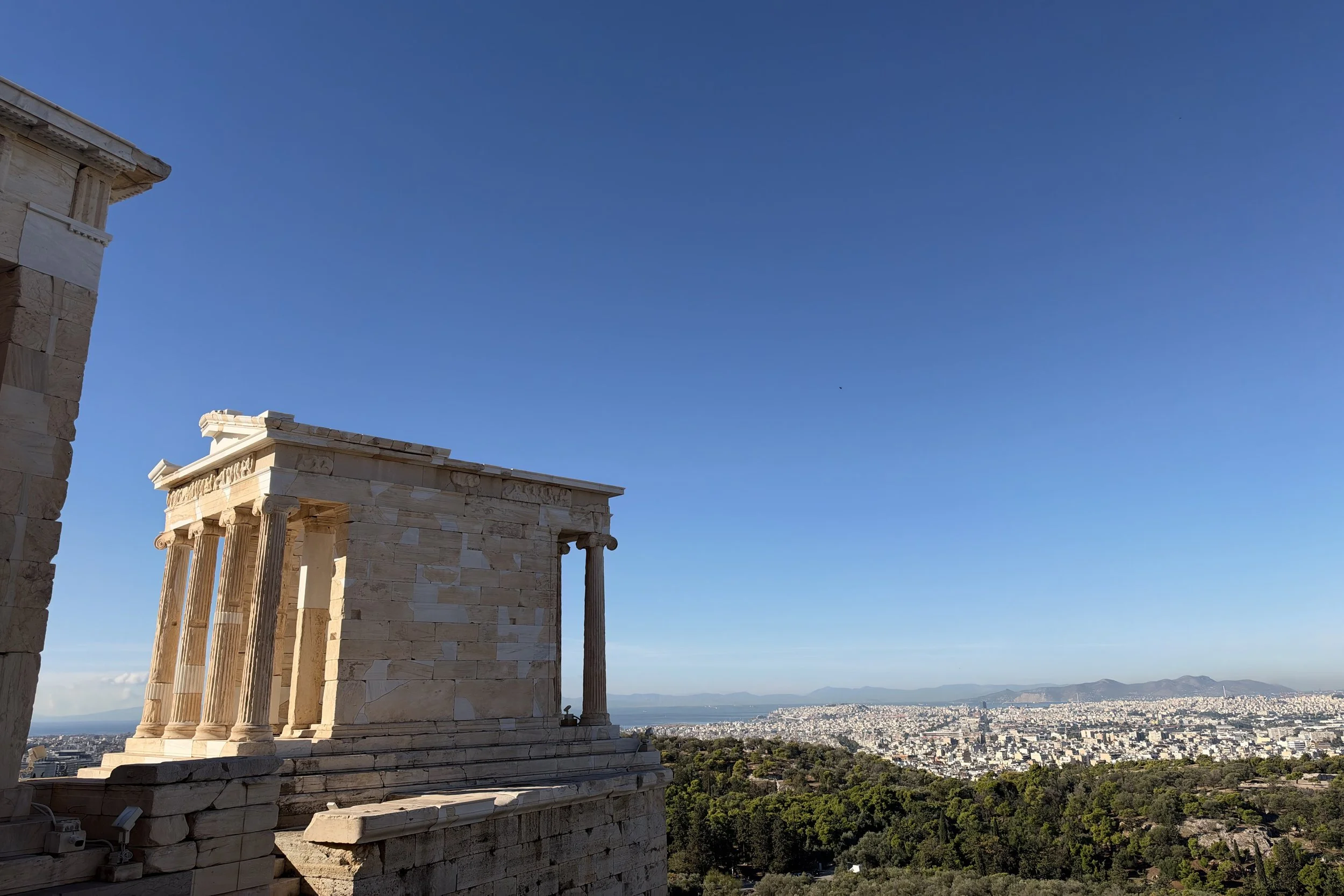 Temple of Athena Nike with Athens skyline