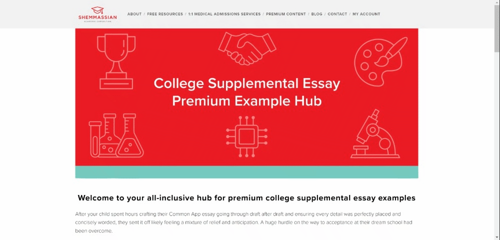college premium supplemental essay hub scrolling gif