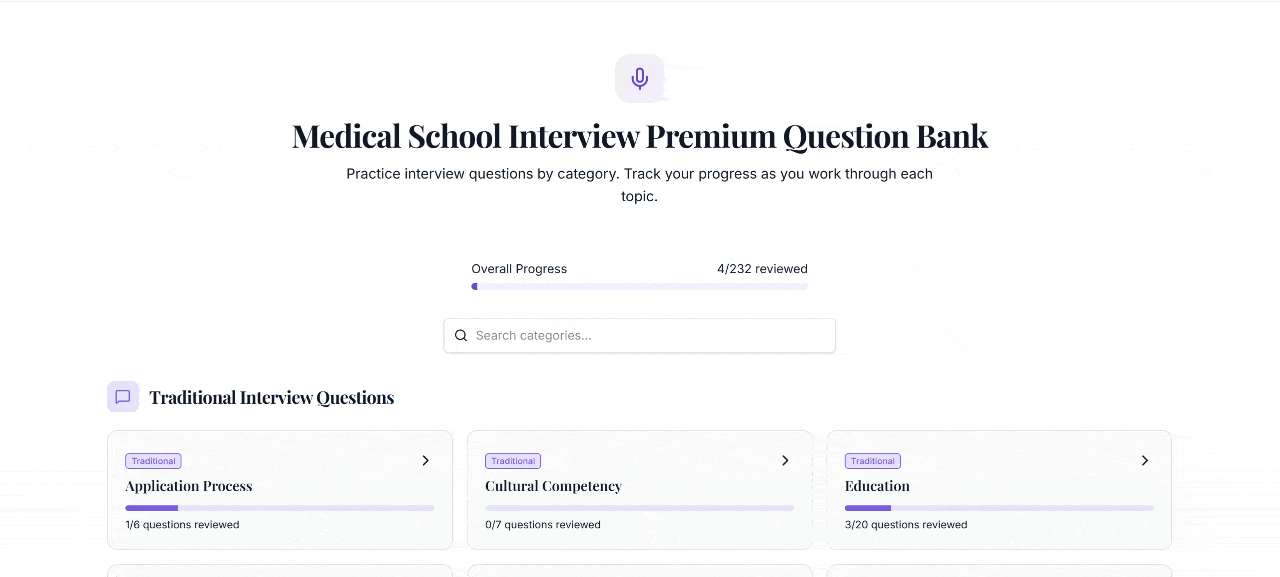 Medical School Interview Question Bank scrolling gif