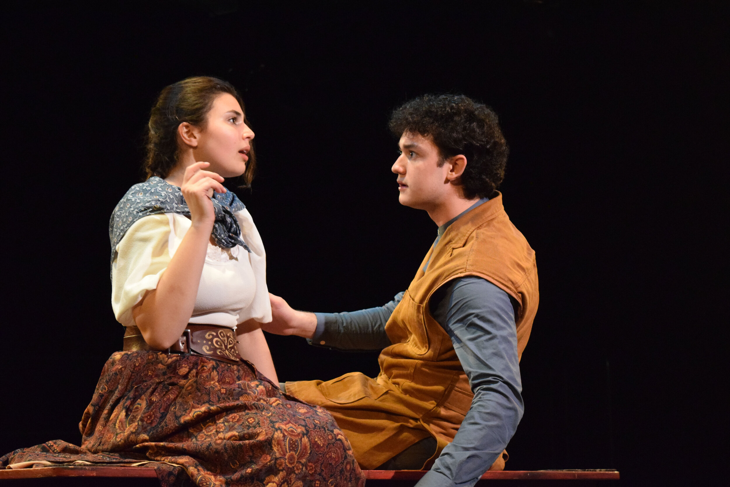  Julia Ty Goldberg as Jessica and Nick Edis as Lorenzo in EVERYTHING THAT NEVER HAPPENED, directed by Avital Shira.  Photo by Micah Ziegler. 