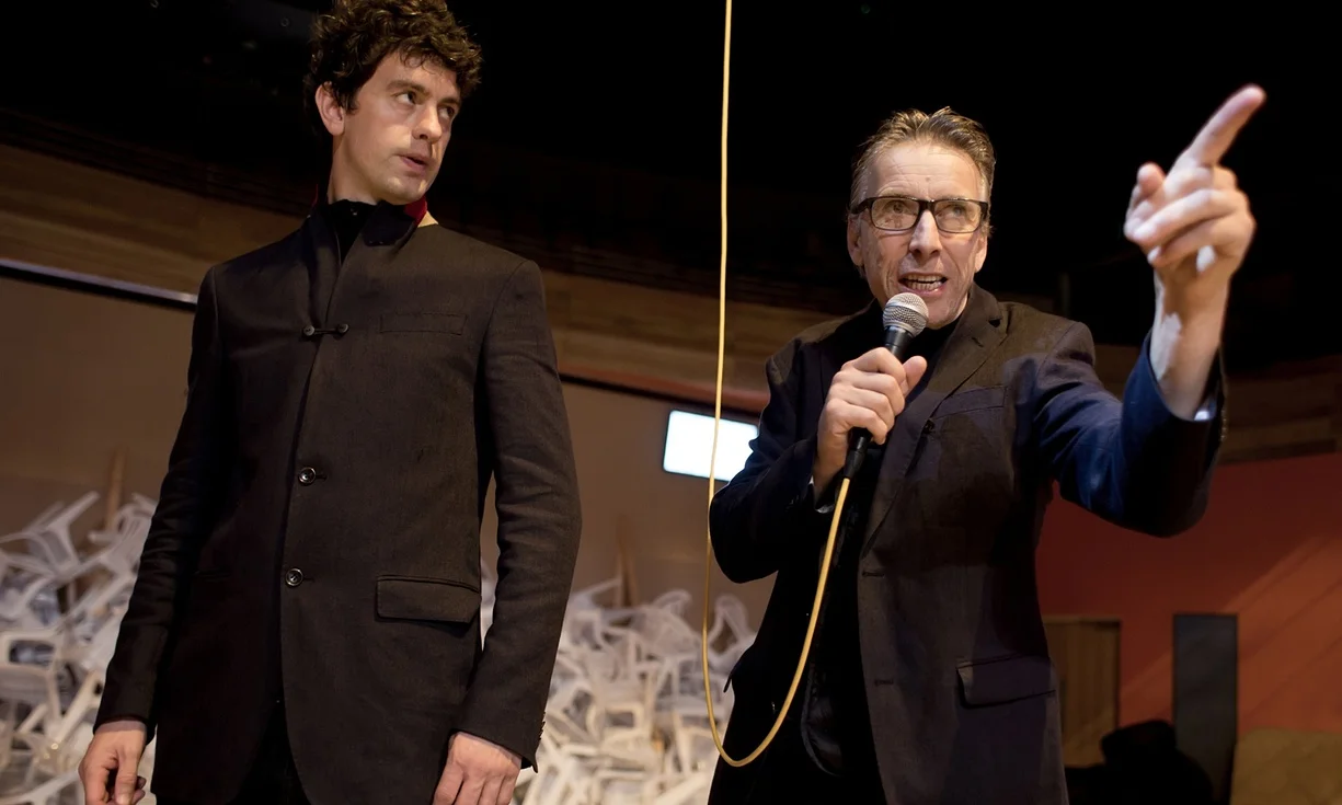 Richard Lynch and Llion Williams in Iliad. Photograph: Farrows Creative/National Theatre Wales