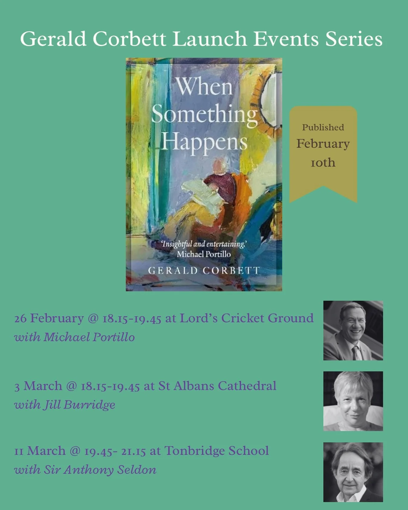 📖 Gerald Corbett launch events series 📖
To celebrate the publication of Gerald Corbett&rsquo;s memoir &lsquo;When Something Happens&rsquo; on the 10th of February he will be doing a series of Q&amp;As with prominent journalists, authors and politic