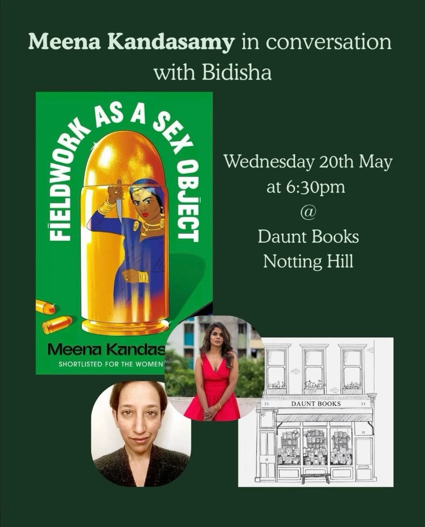 🧩 TOMORROW 🧩
Meena Kandasamy in conversation with Bidisha 

Wednesday 20th May at 6:30pm

Daunt Books Notting Hill located on Kensington Park Road

Come along for a talk on Meena&rsquo;s new book &lsquo;Fieldwork as a S*x Object&rsquo; and a free g