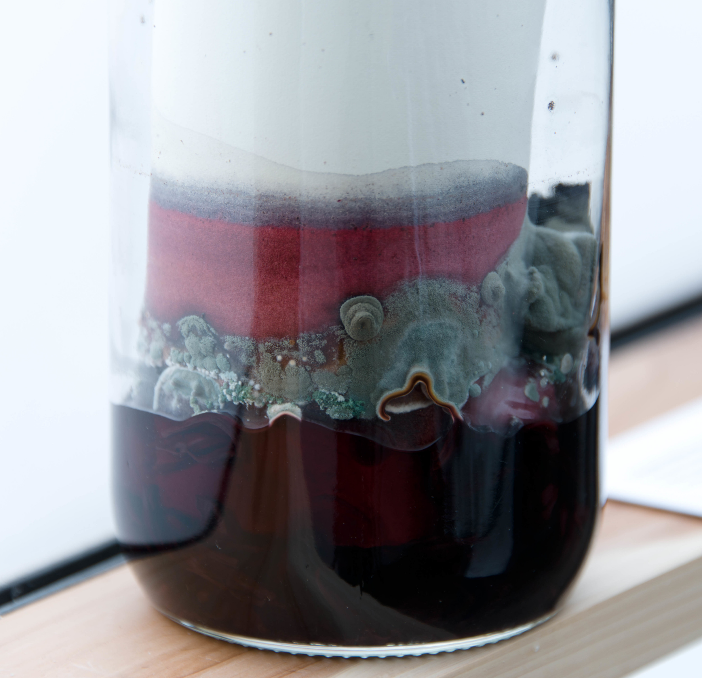 Solar dye jar in process for Time and Essence 10 . Documented March 2015.
