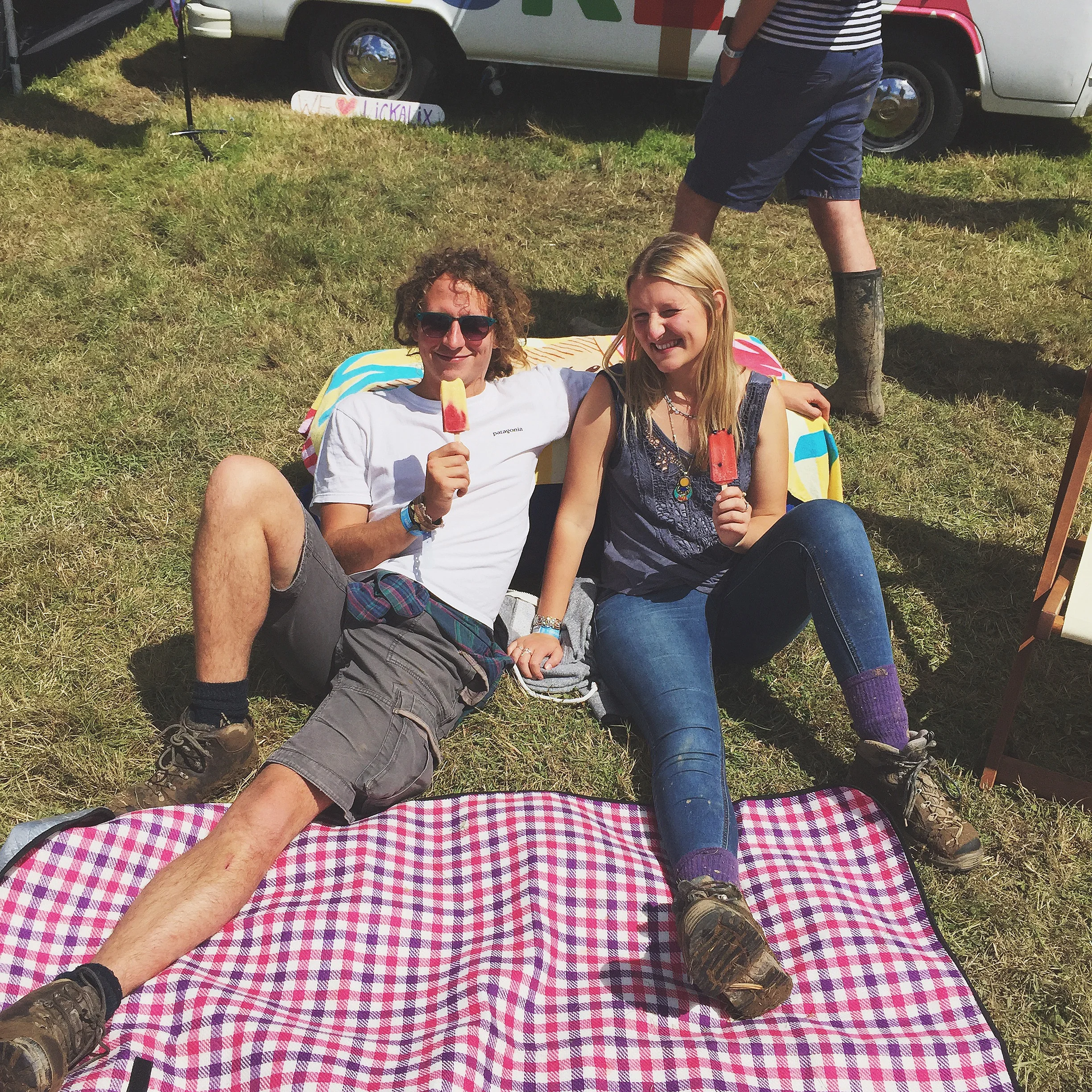 This lovely couple are enjoying our Berry Lemonade and Mango and Raspberry ice lollies