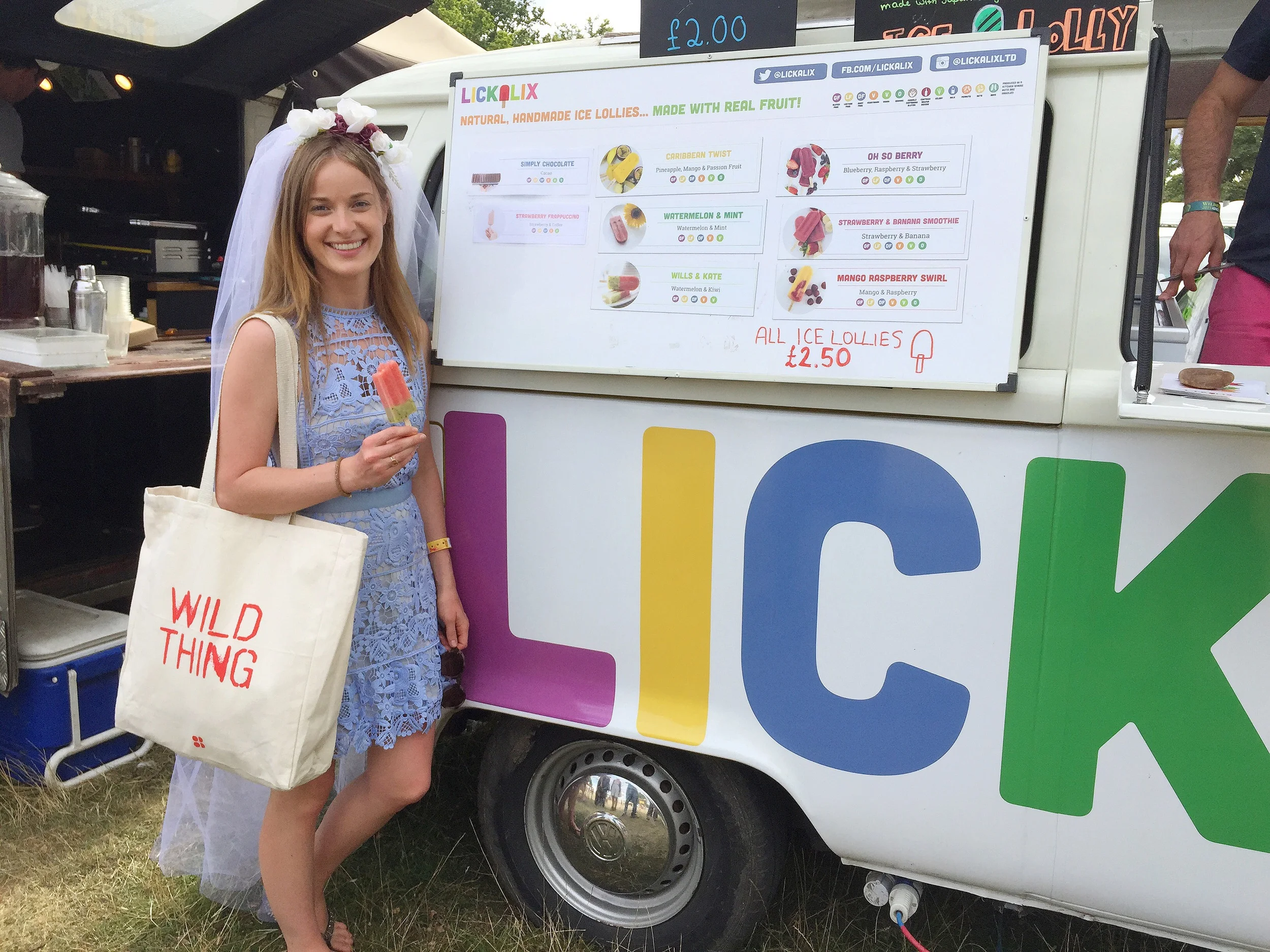 This beautiful bride-to-be stopped by for a watermelon and kiwi ice lolly! #izzygonewild