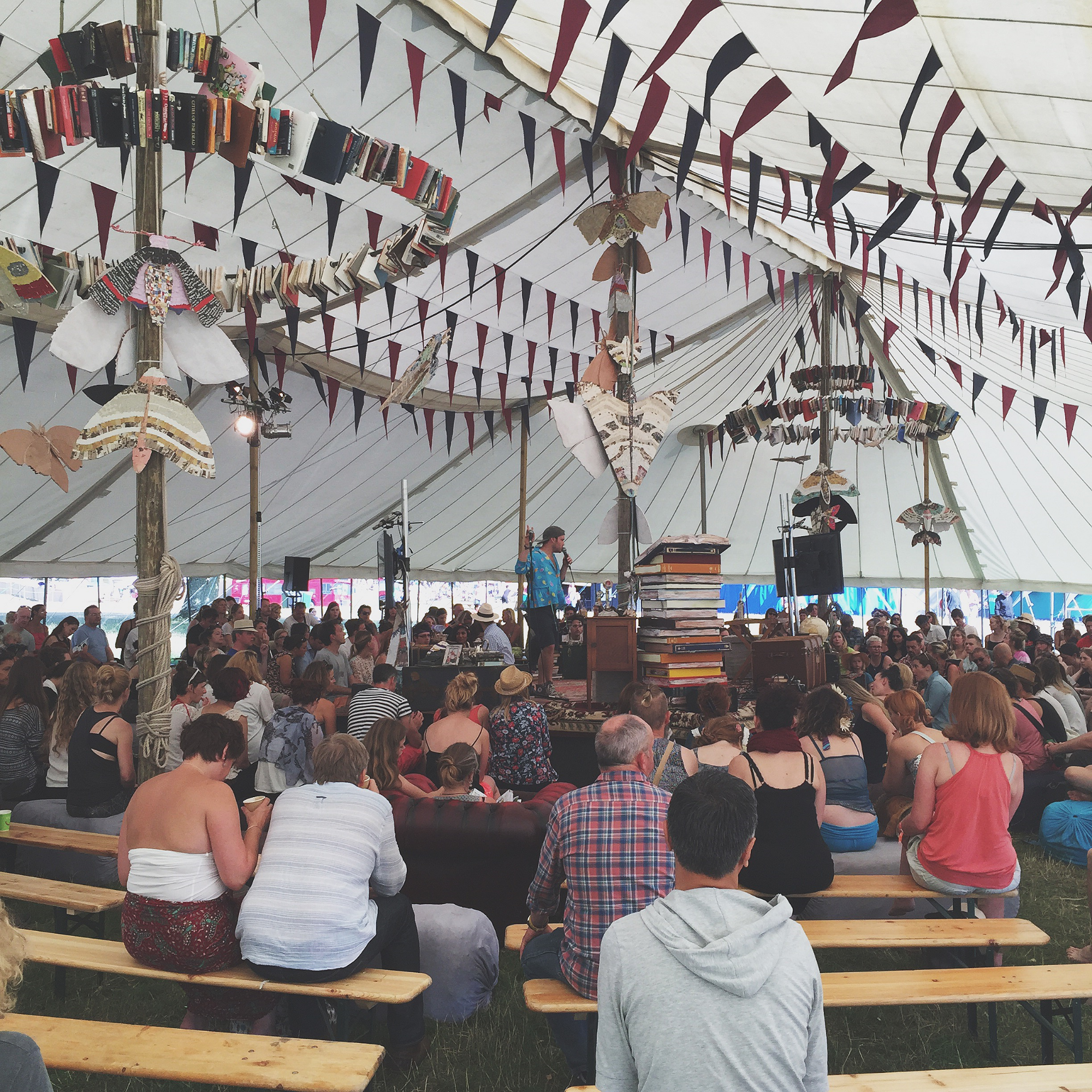 The Talks and Debate tent was beautifully decorated with books