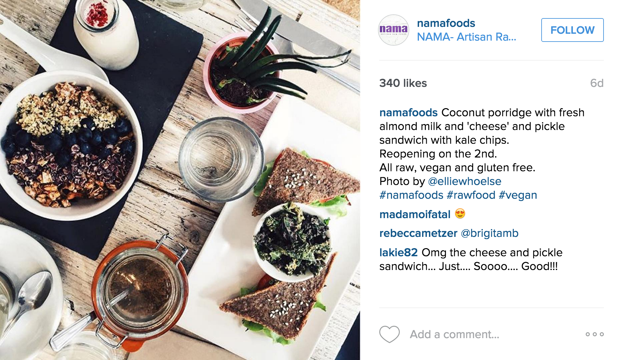 Nama Foods is entirely raw and entirely vegan. We recommend you to try their falafel wrap! Nearest station: Westbourne Park