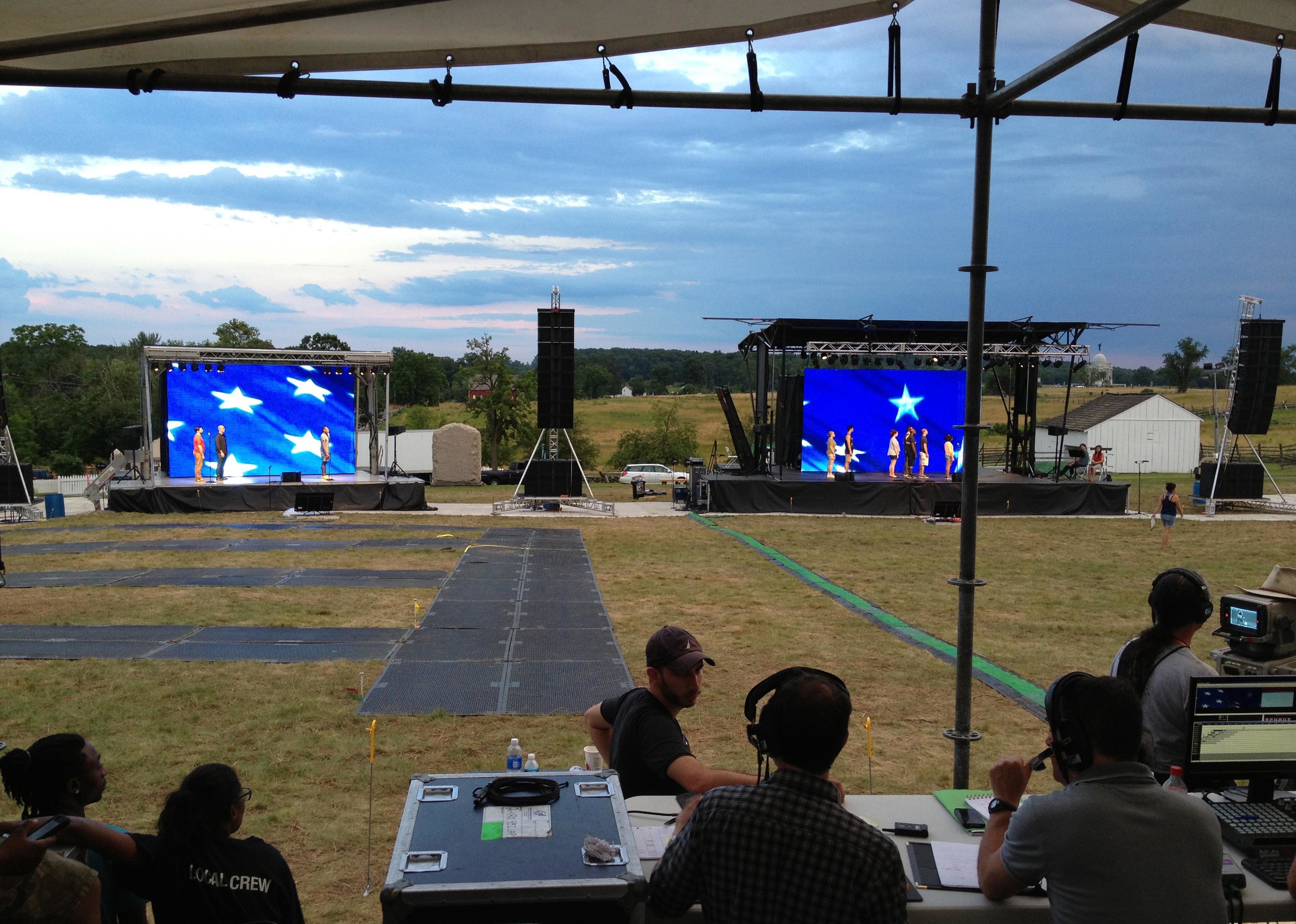 With many thousands of people attending, we used three stages, each with a 30' LED screen.