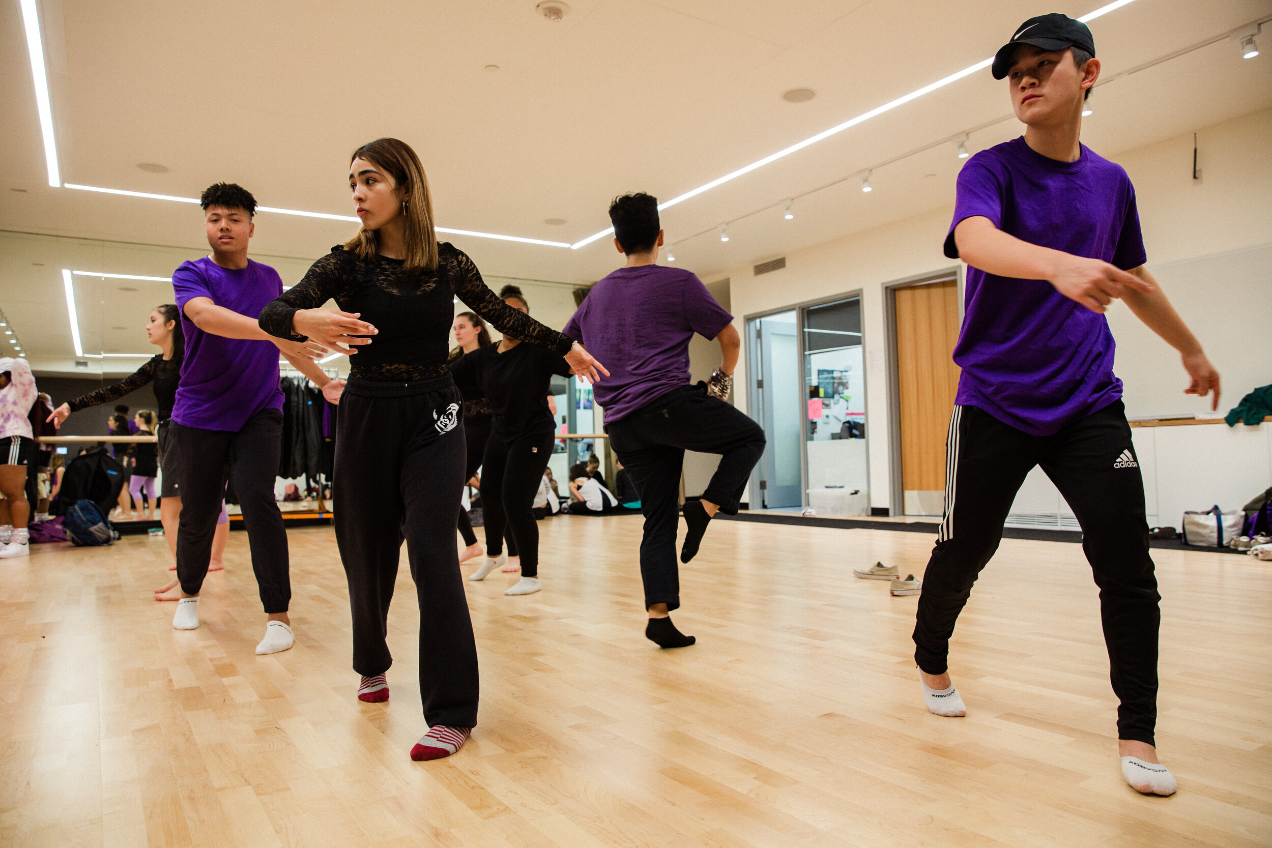 Students practice their dance work