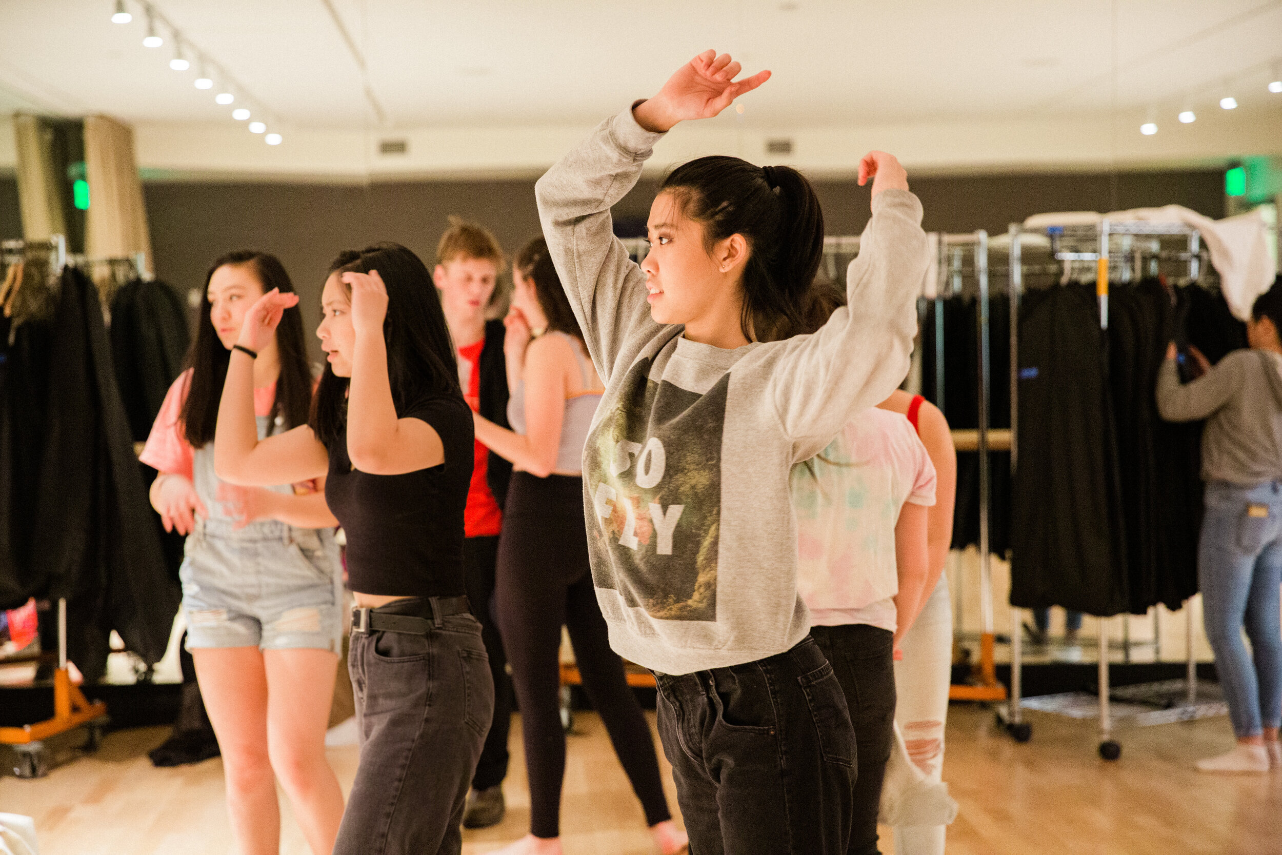 Students practice their dance work