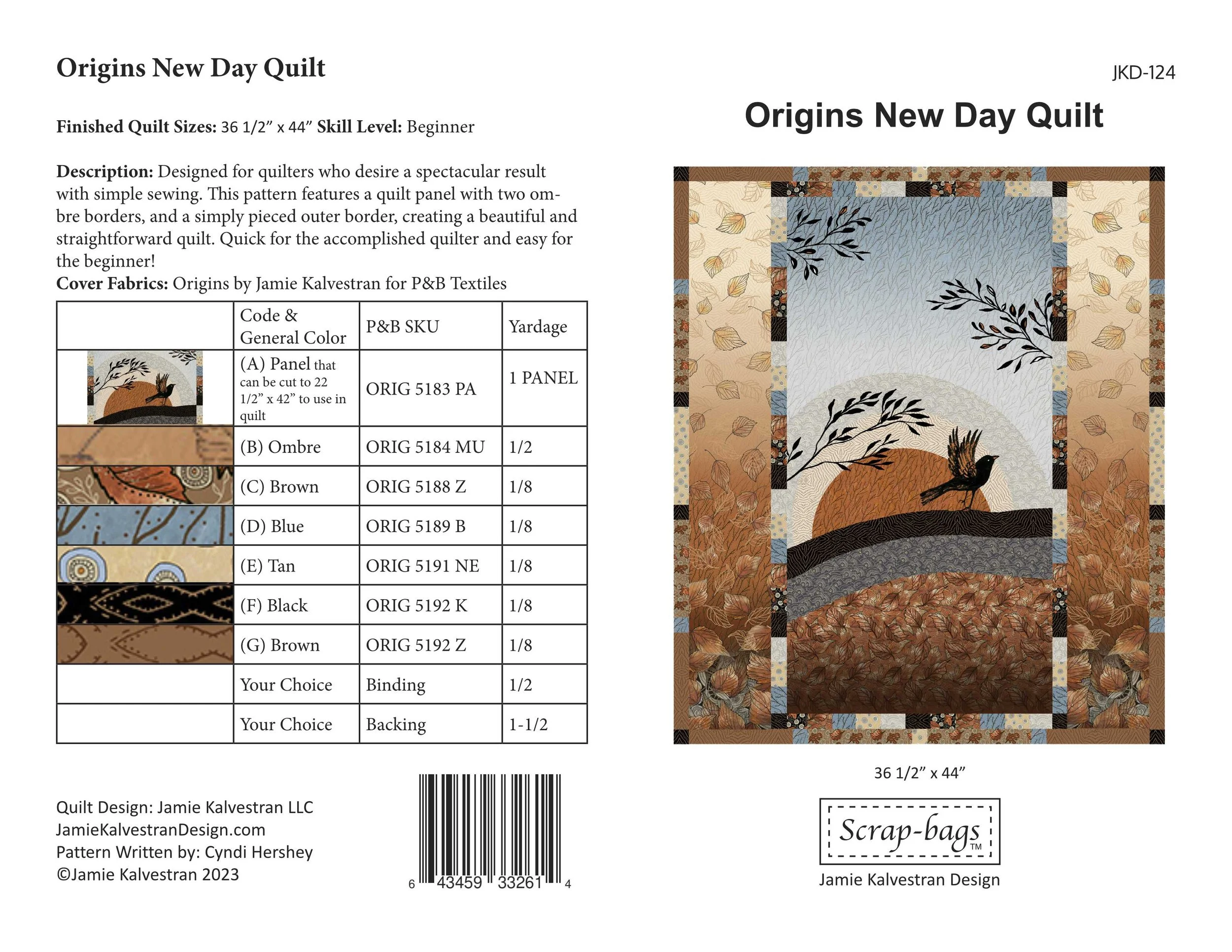 JKD124 Origins New Day PDF Panel Quilt Pattern — Jamie Kalvestran