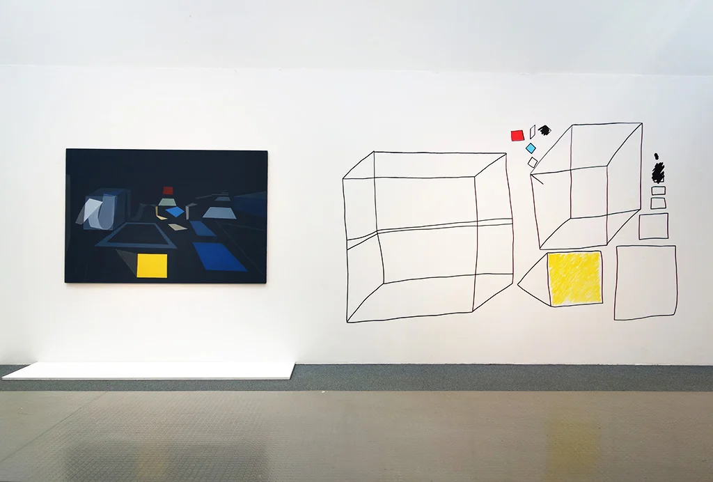 left: Emmanuel Pereire, Septième Leçon angélique. La vision spectaculaire , 1970 - 1972 right: Bevis Martin & Charlie Youle, Squares and Cubes , 2015