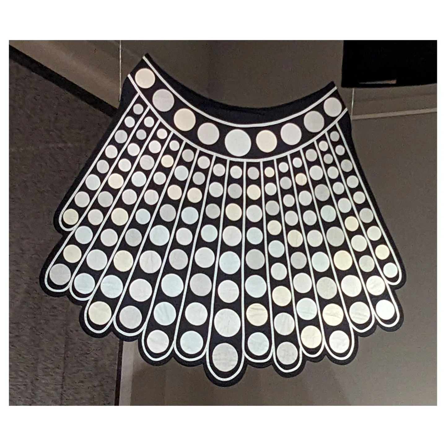 NOT MY WORK.  I saw this in the International Quilt Museum in Lincoln, Nebraska. It's really intriguing - it looks kind of like an apron to me. Polka dots are my favorite no matter what size or color they come in and I find myself looking at this ove
