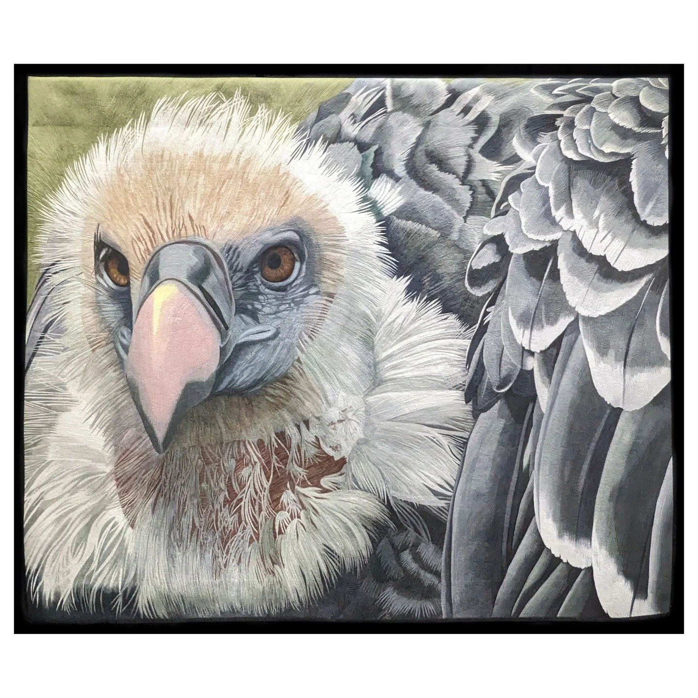 NOT MY WORK. This is High Flying Ruppell's Griffin Vulture by Hollis Chatelain. Hollis has been one of my favorite artists for a really long time and I love seeing new work from her. She used hand painting and machine quilting to create this beautifu