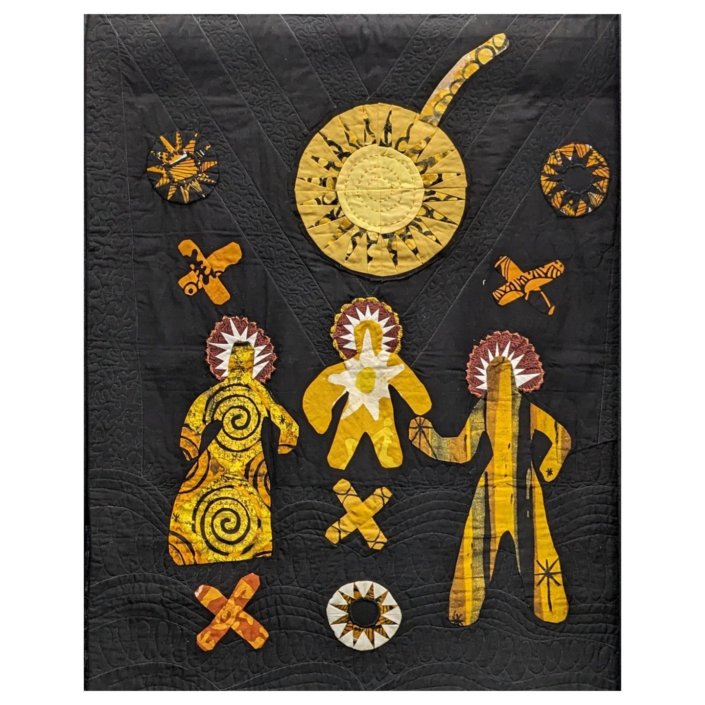 NOT MY WORK: Here is another quilt inspired by Harriet Powers, the mother of African American Story quilts. This is called the Holy Family by Mada Coles Gallaway, and while simple, has such a presence. Few quilts continue to draw me in each time I se