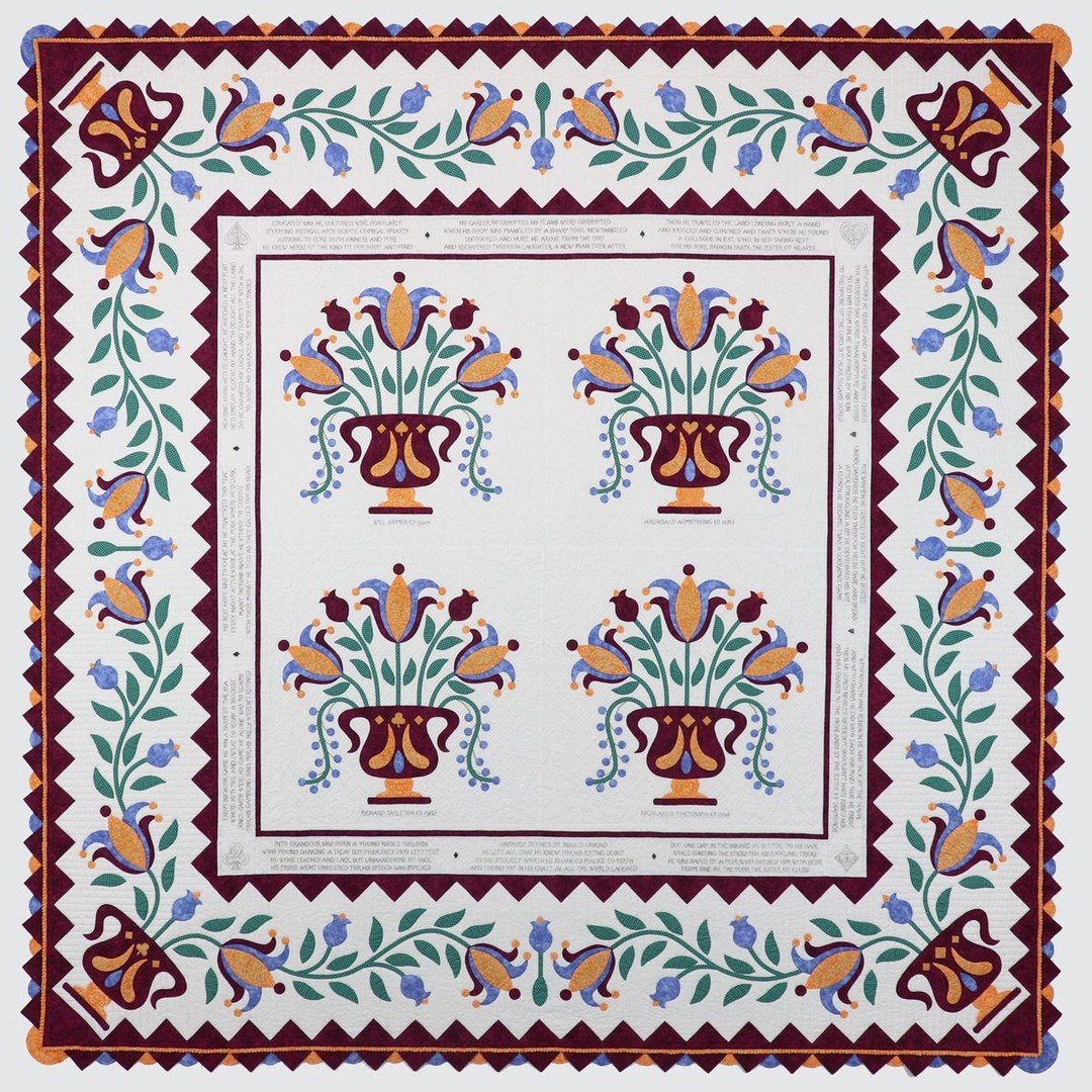 A new finish! (Sort of) I finished this for my son's wedding in October and then completely forgot to post it. This is the second version of the original quilt, a little bigger, with a different border treatment, and all done by machine. 

#appliqueq
